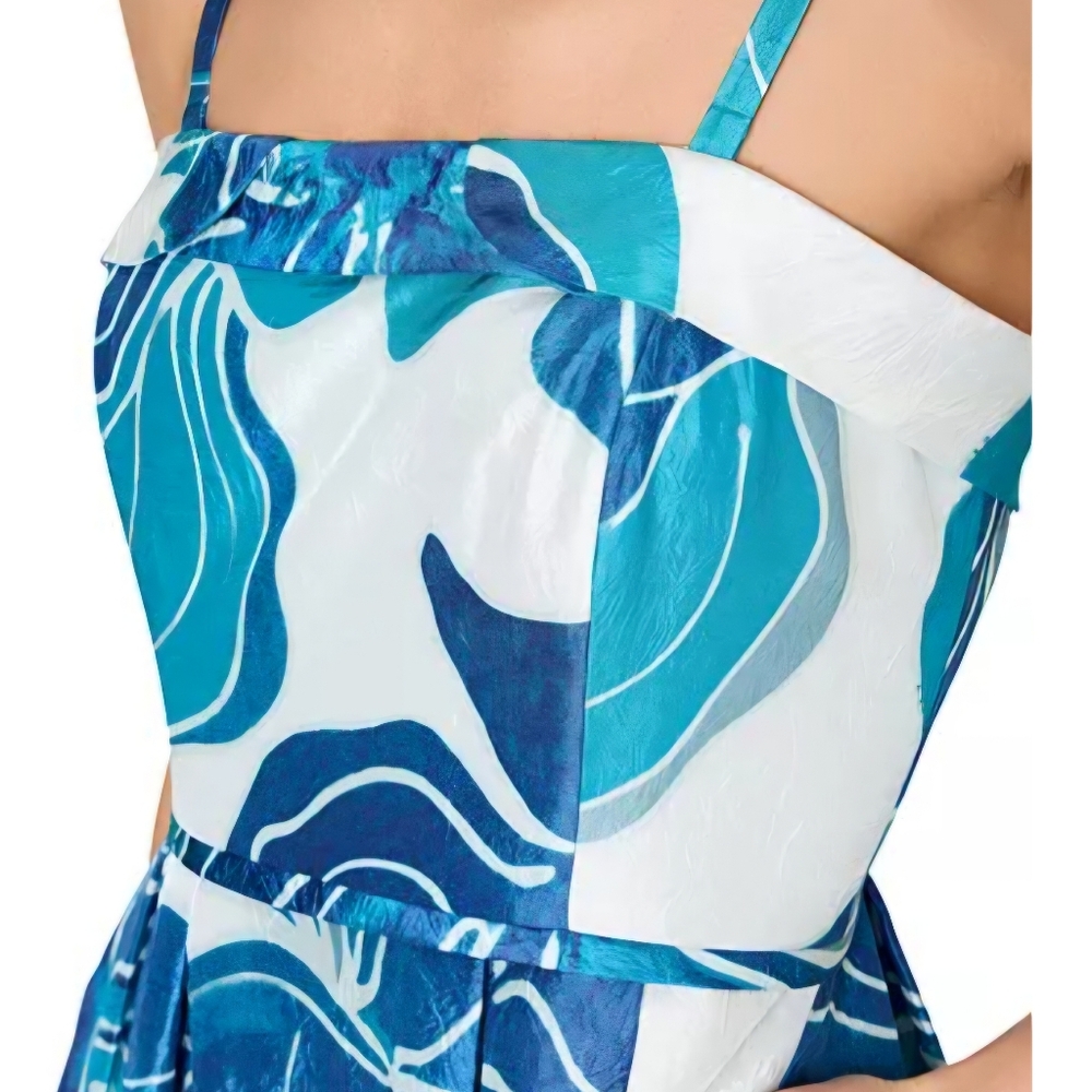 Tahair women floral print square neck gown.
